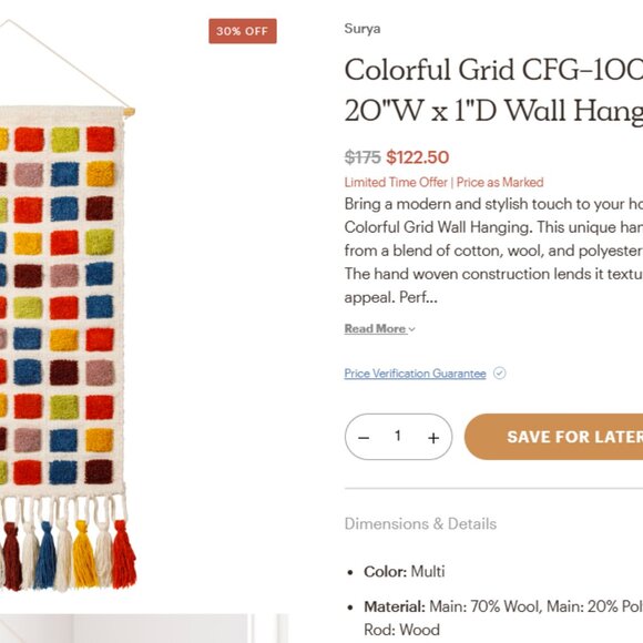 Unique Boho Mod Max Tufted Geometric Dot Colorful Wall Hanging Tapestry DEAL NEW - Picture 4 of 5